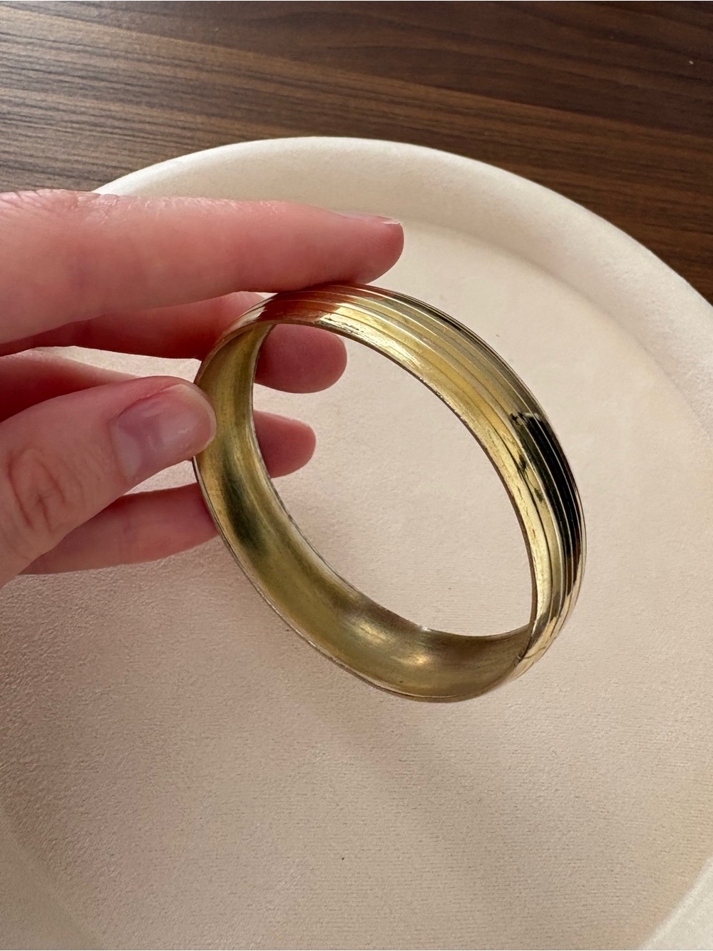Gold Ribbed Bangle Bracelet - Picture 3 of 3